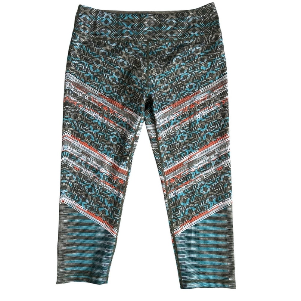 Prana Roxanne Capri Leggings Women's‎ Large Yoga Pants Crop Green Tribe Aztec